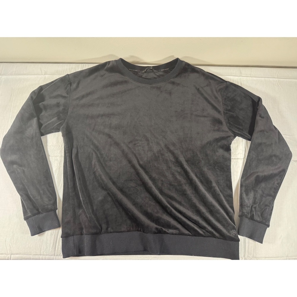 Banana Republic Mens Black Velour Crewneck Sweatshirt Long Sleeve Pullover M